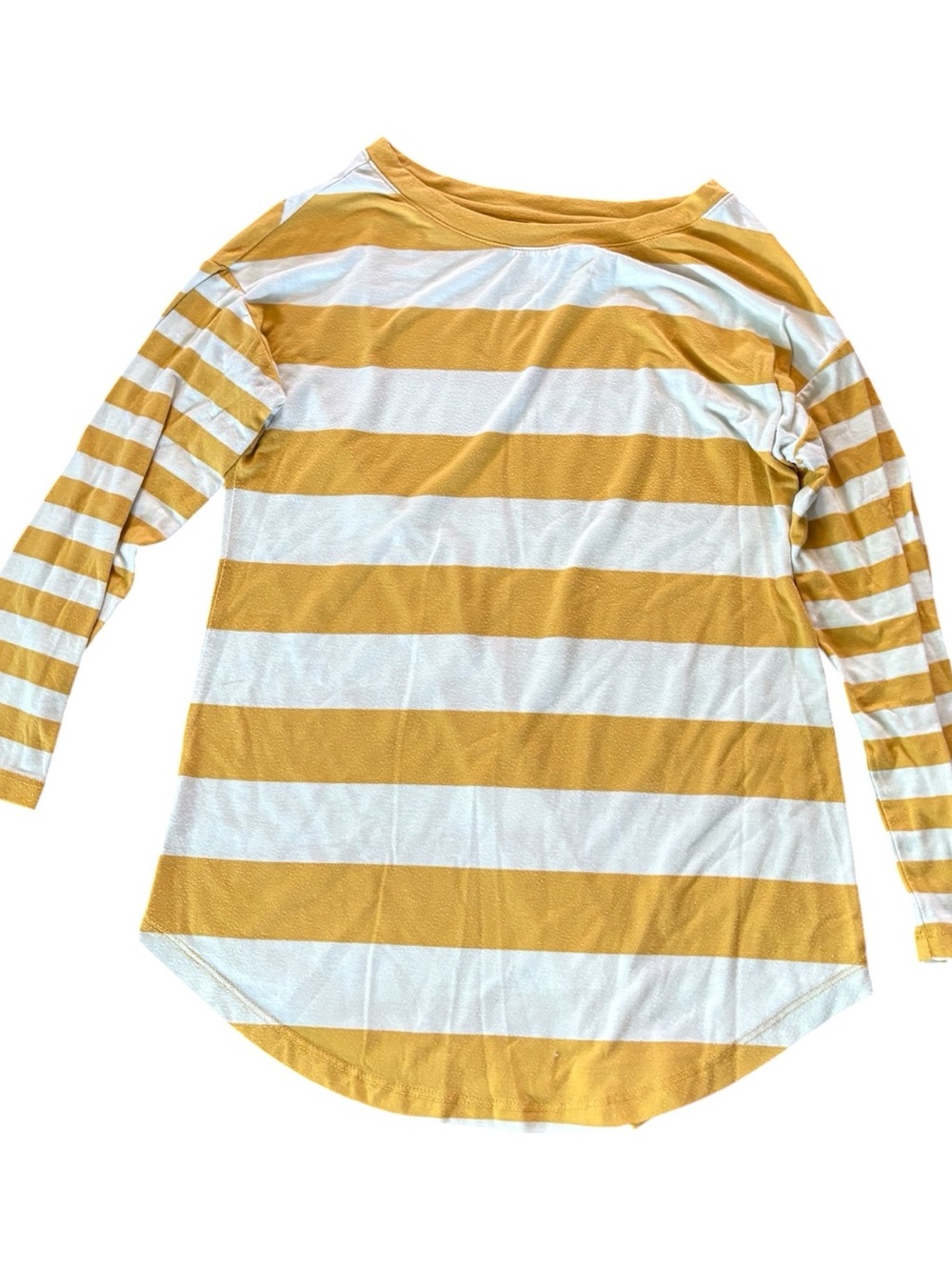 Maurices Striped Tunic Top in Mustard Yellow and White